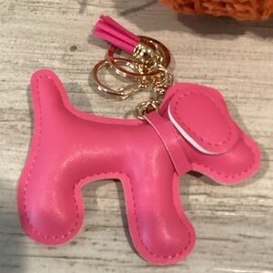 Pink Dog-Shaped Keychain and purse charm